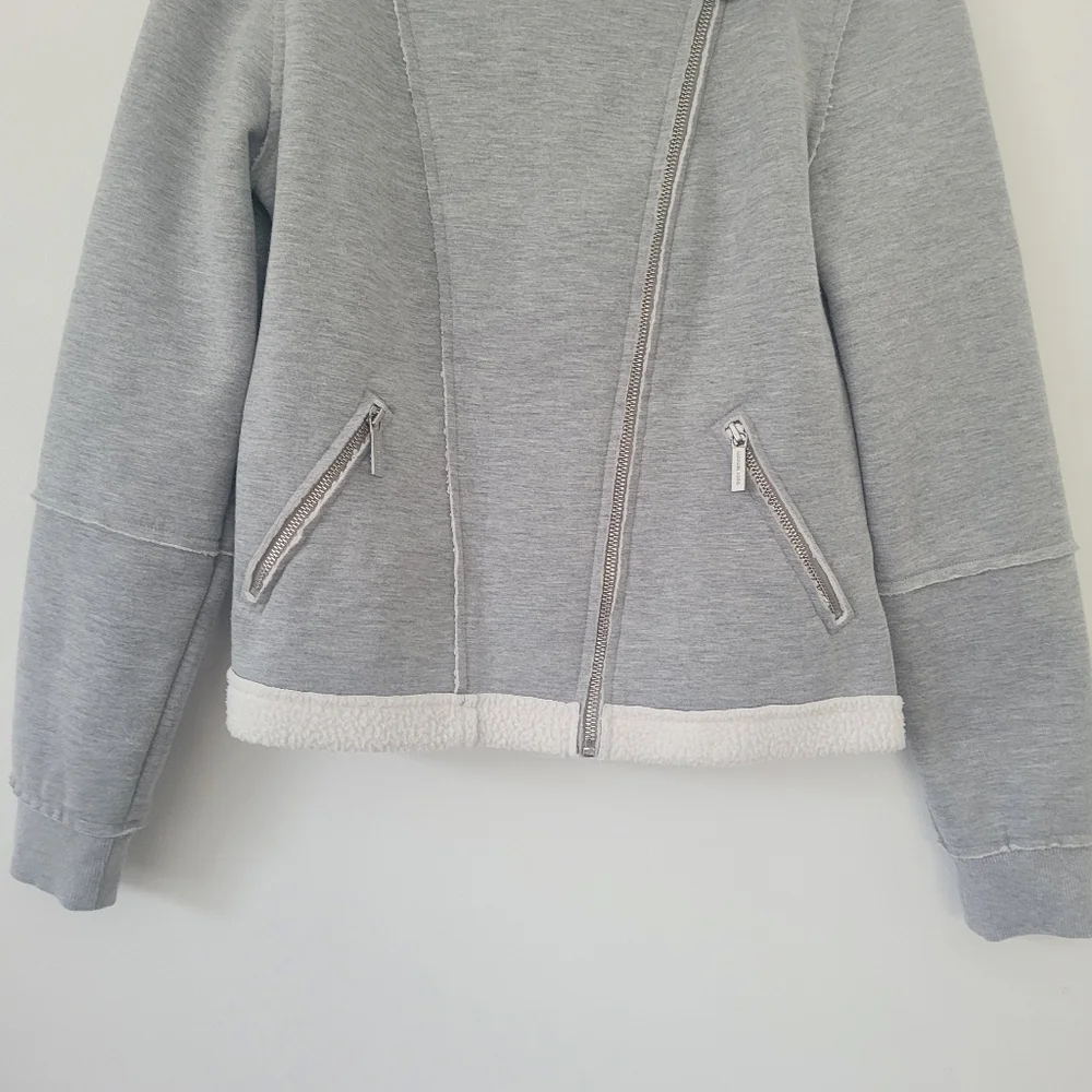 Michael Kors Faux Shearling Moto Inspired Asymmetrical Zipper Jacket Siz…